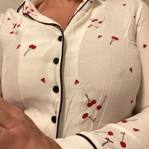 Mary Cherry Collared Shirt